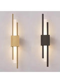 Modern LED Wall Sconce Light | Vertical Tube Design Indoor Wall Lamp | Bedroom, Living Room, Hallway & Bathroom Lighting Fixture | Black & Gold Contemporary Wall Mounted Decor