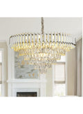 Modern Silver Crystal Chandelier – 3-Tier Luxury Pendant Ceiling Light for Living Room, Dining Room & Bedroom – Elegant K9 Crystal Design with Polished Chrome Finish & Adjustable Hanging Chain