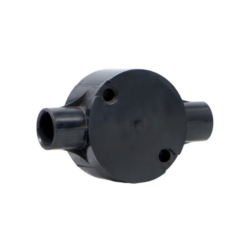 20mm 2-way PVC circular box (through box), Decoduct model DJT2