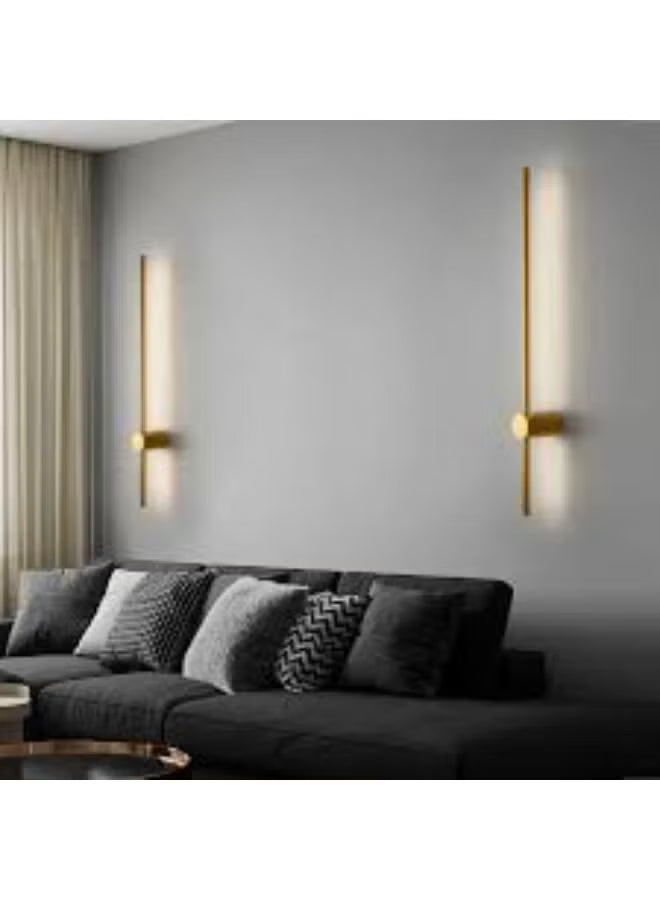 Modern Minimalist LED Wall Light – Gold Linear Wall Sconce for Hallways, Staircases, Living Room & Bedroom | Luxury Ambient Wall Lamp with Soft Warm Glow