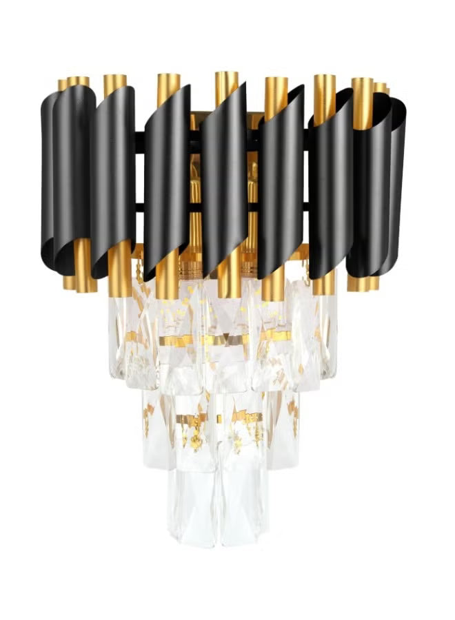 Modern Luxury Black and Gold Crystal Wall Lamp – Elegant LED Wall Sconce Light Fixture for Bedroom, Living Room, Hallway, and Hotel Décor – Contemporary Decorative Indoor Lighting