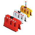 12520 safety road barrier, orange and yellow, weighted base with reflective tapes
