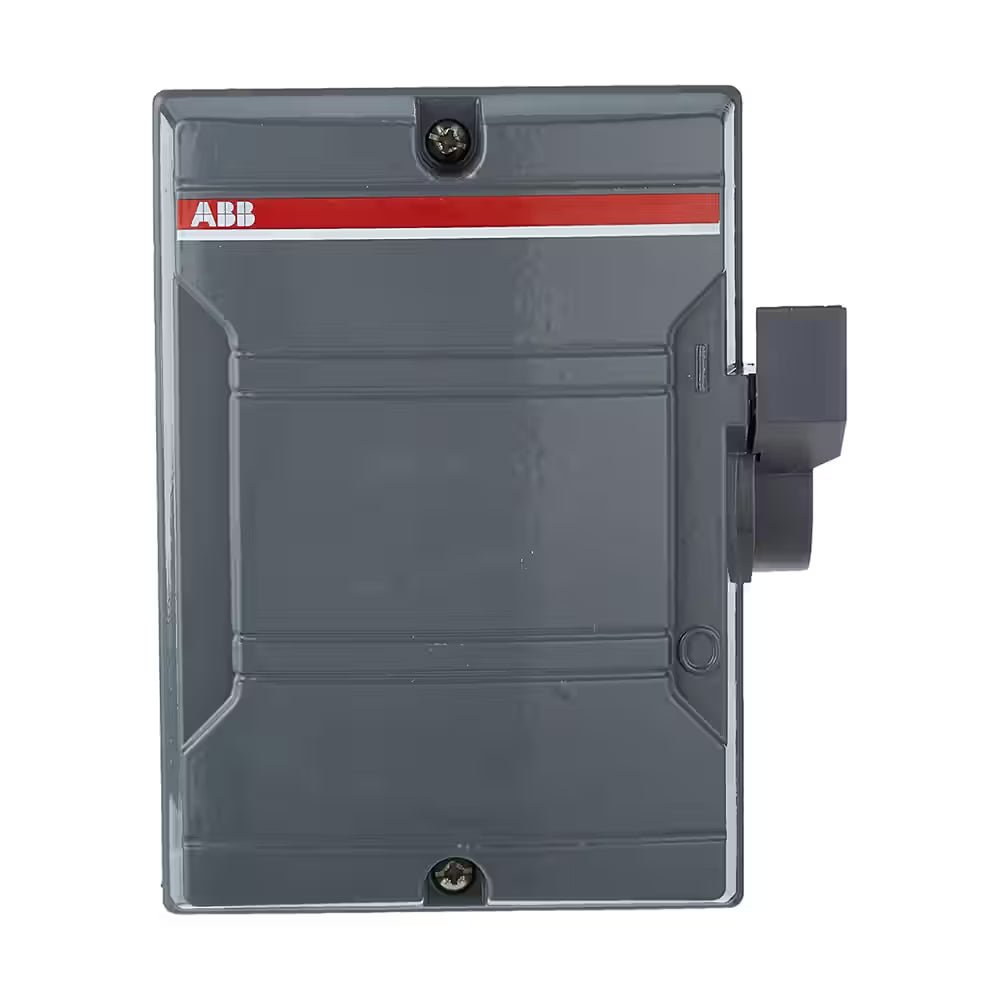 ABB metal-body isolator switch, 20A, 2 pole, weather-resistant enclosure