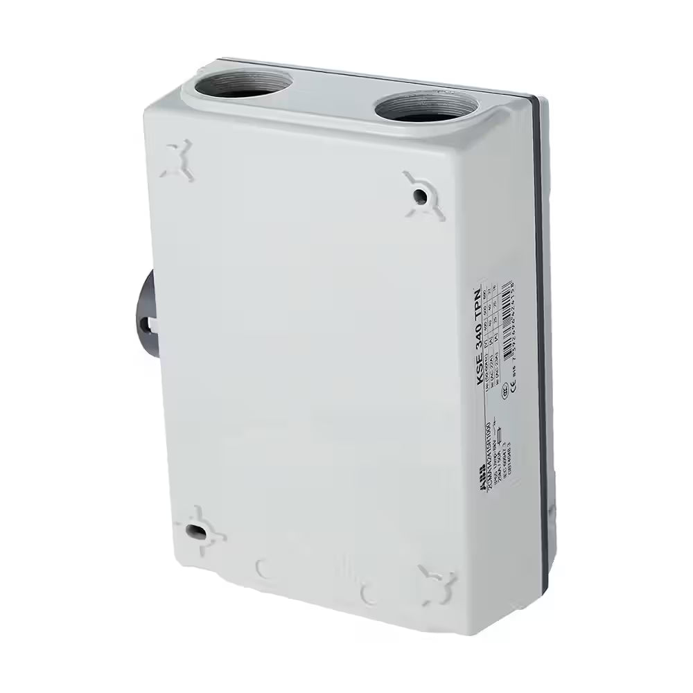 ABB metal-body isolator switch, 20A, 2 pole, weather-resistant enclosure