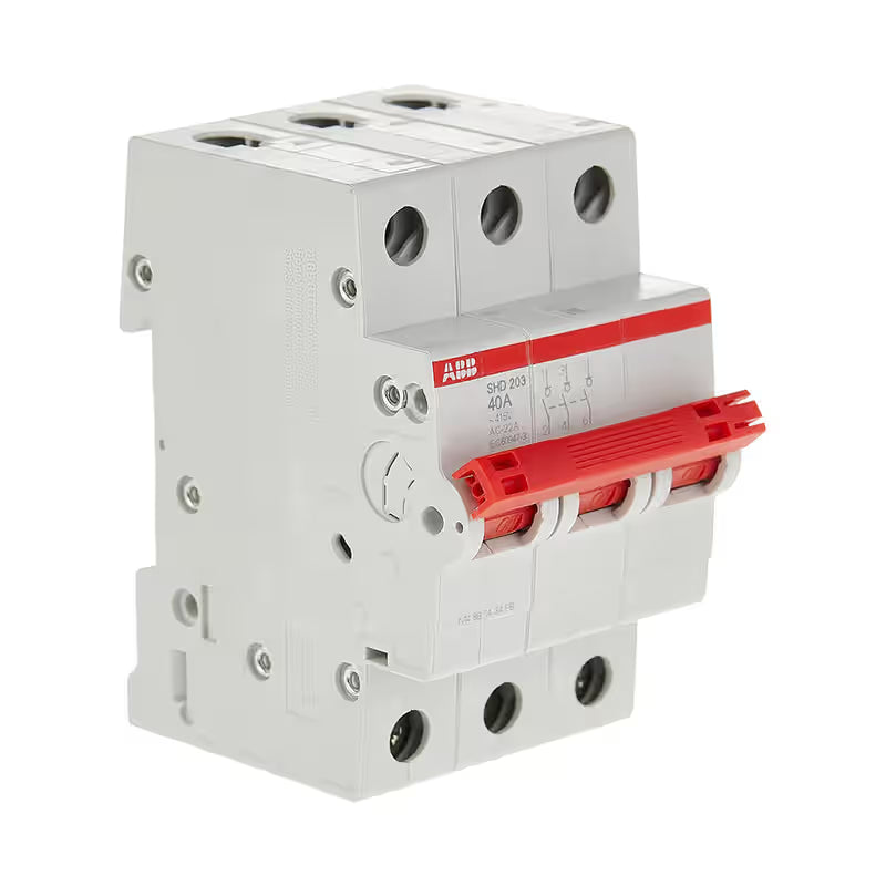 ABB SHD203/40 40A 3 pole DIN rail isolator switch with lockable handle