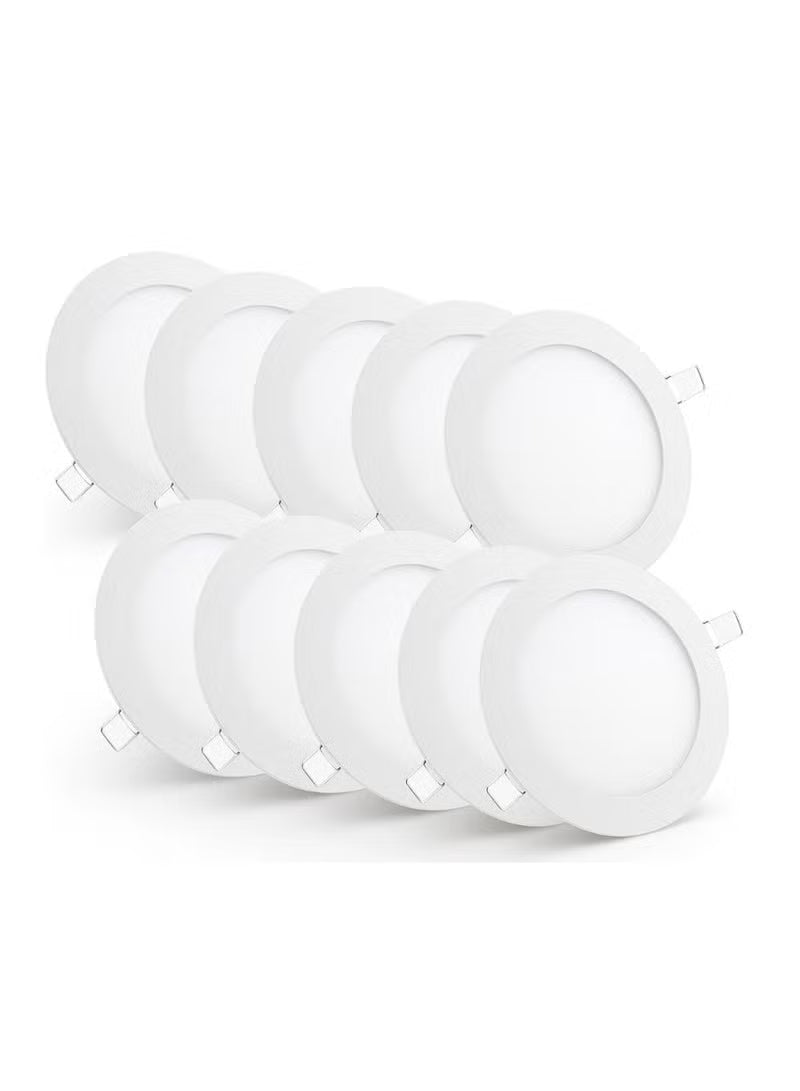 Ultra Slim LED Ceiling Panel Light 12W Round Downlight – Pack of 10 Energy Efficient Recessed Lights for Home, Office, Kitchen, Bedroom, False Ceiling – Cool Daylight White Fixture
