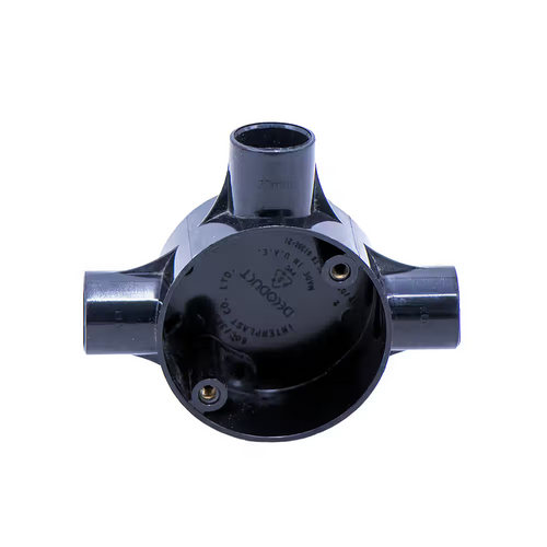 20mm 3-way PVC circular box (tee box), Decoduct model DJE2
