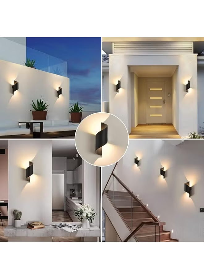 10W LED Wall Light 2-Pack | Modern Up Down Wall Lamp | Indoor & Outdoor Metal Sconce | Warm White 3000K | IP65 Waterproof Exterior Wall Light