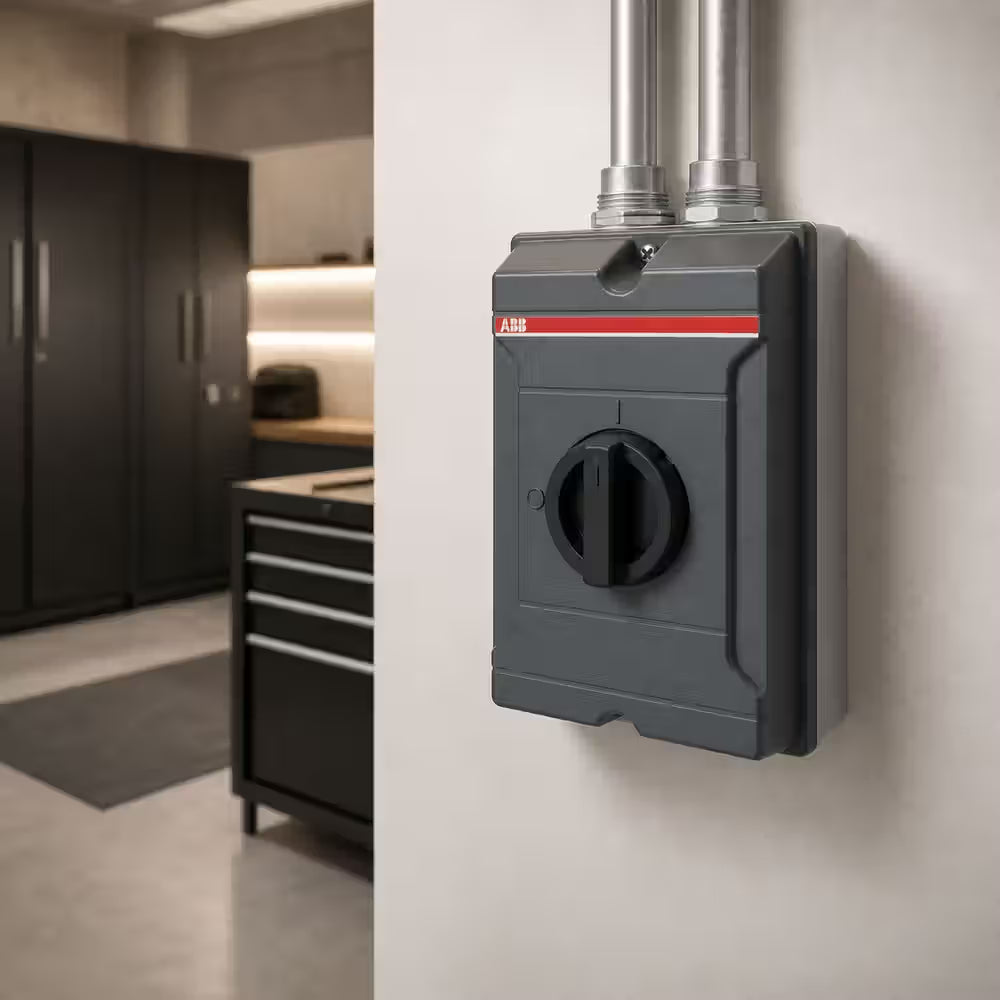 ABB KSE363TPN weatherproof isolator switch disconnector, 63A 3 pole, aluminium enclosure, IP65