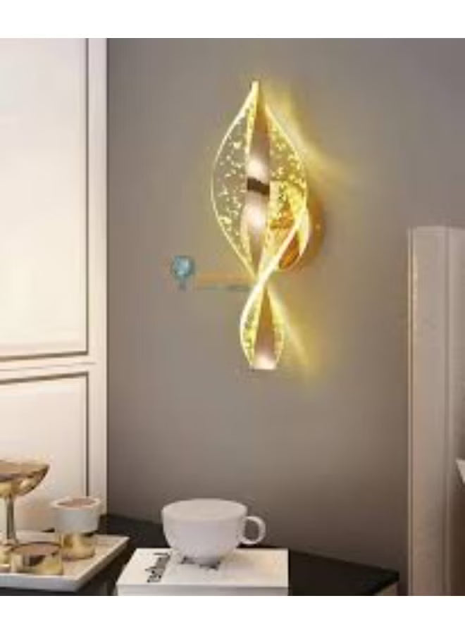 Modern LED Wall Light Sconce for Bedroom & Living Room – Luxury Spiral Design Gold Finish Decorative Lamp – Energy Efficient Indoor Wall Mounted Lighting Fixture for Home & Hotel Décor