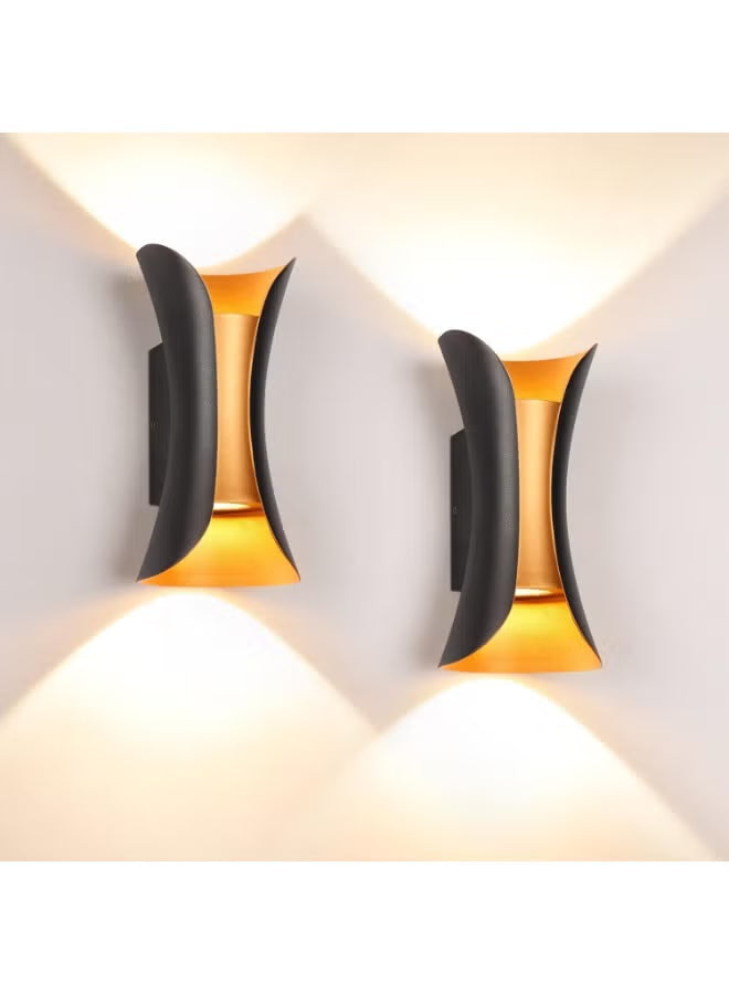 20W LED Outdoor Wall Light – Modern Black Aluminum Waterproof Exterior Wall Sconce for Porch, Patio & Garage, Energy-Efficient Outdoor Lighting Fixture, 2 Pack
