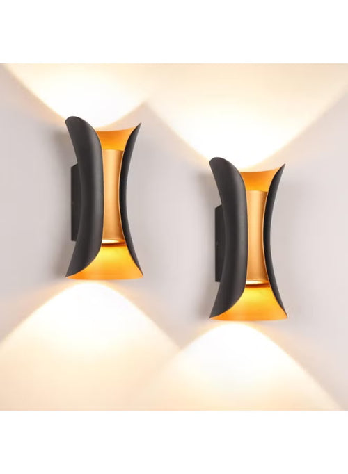 20W LED Outdoor Wall Light – Modern Black Aluminum Waterproof Exterior Wall Sconce for Porch, Patio & Garage, Energy-Efficient Outdoor Lighting Fixture, 2 Pack