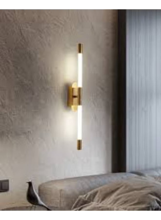 Modern LED Wall Sconce Light – Gold Finish Vertical Tube Lamp for Bedroom, Living Room, Hallway & Hotel Décor | Warm White Wall Mount Lighting Fixture | Minimalist Indoor Wall Light