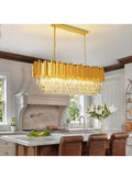 Luxury Modern Crystal Chandelier – 10-Light Gold Oval Hanging Ceiling Light for Dining Room, Living Room, Kitchen Island, Foyer, Hallway – Contemporary Decorative Lighting