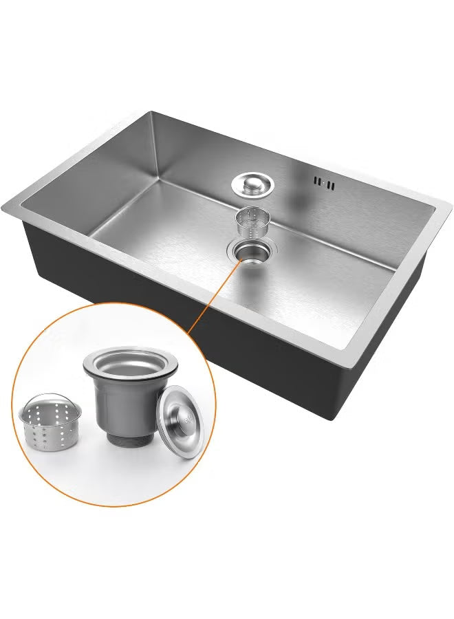 Ibergrif M87044 Kitchen Sink 70 x 44 cm, Under Countertop Sink with Drain Filter, Stainless Steel