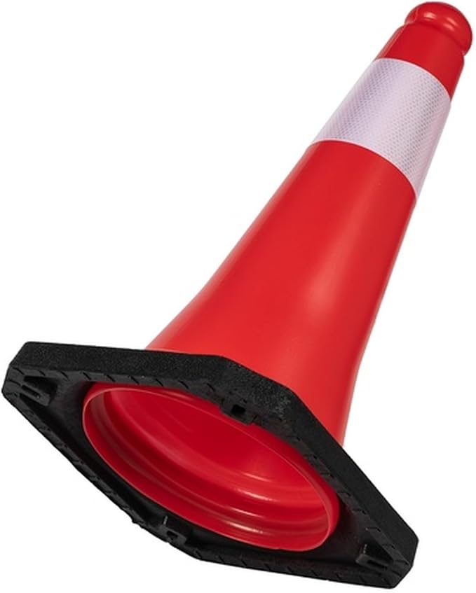 KSEIBI 75 cm orange red traffic cone with reflective collar and heavy black base