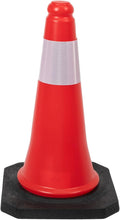  orange red traffic cone with reflective collar and heavy black base