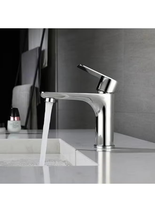 Modern Handle Basin Mixer Faucet Bathroom Sink Tap Hot Cold Water Control Anti Splash Chrome Finish