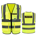 Heavy duty reflective security safety vest with 7 pockets and front zipper