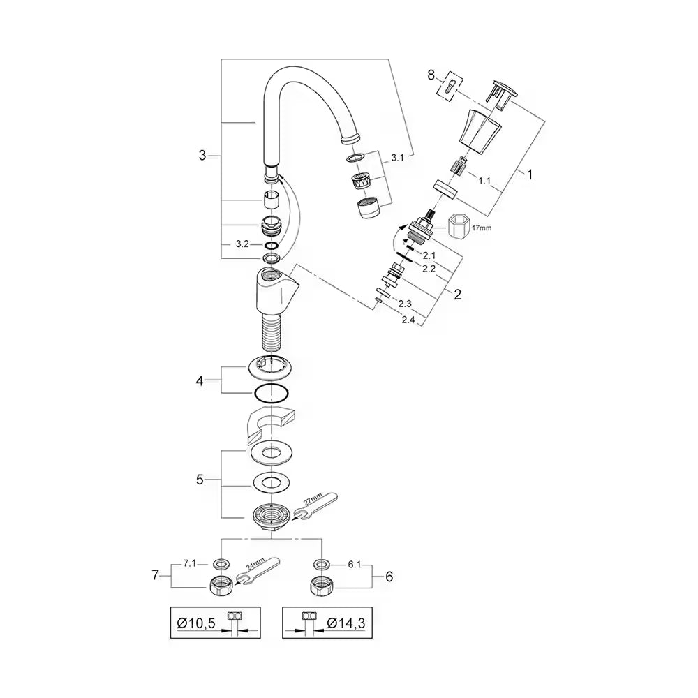 GROHE Costa L basin tap, 1/2", chrome finish, model 20393001
