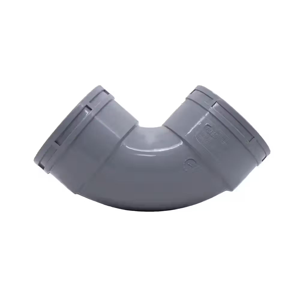 PVC elbow, 3 inch, 90 degree, grey, solvent weld drainage fitting