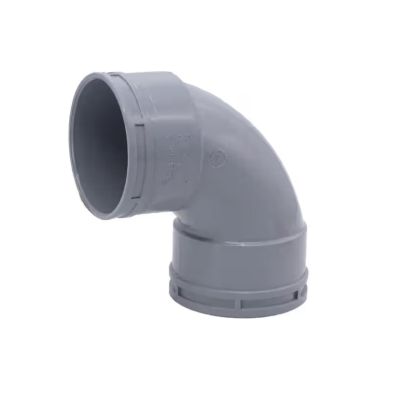 PVC elbow, 3 inch, 90 degree, grey, solvent weld drainage fitting