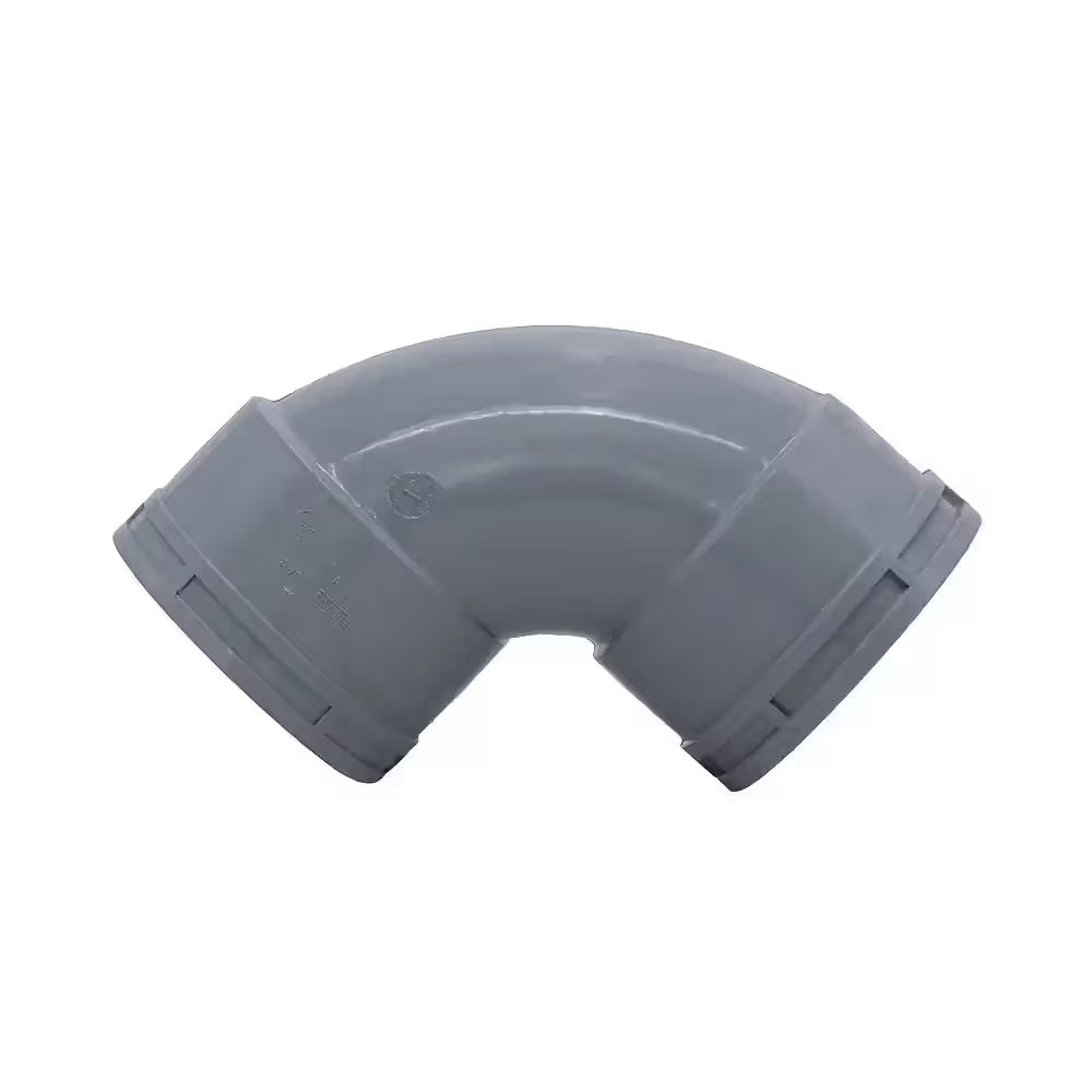 PVC elbow, 3 inch, 90 degree, grey, solvent weld drainage fitting