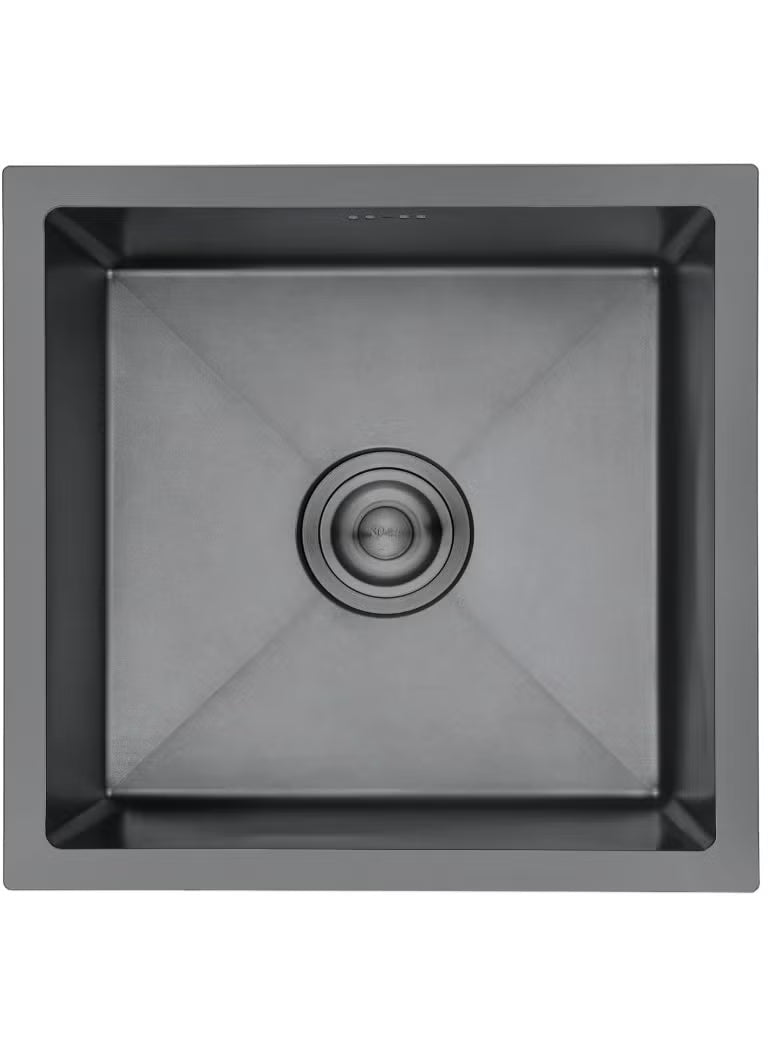 Modern Black Granite Kitchen Sink – Single Bowl Undermount Sink with Deep Basin, Scratch & Stain Resistant, Noise Reduction Design, Durable Composite Material for Home & Commercial Use