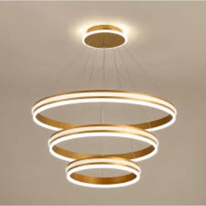 Modern LED Ring Chandelier – Adjustable 3-Tier Circular Pendant Light with Warm White Illumination for Living Room, Dining Room, Bedroom, or Office – Contemporary Minimalist Ceiling Fixture