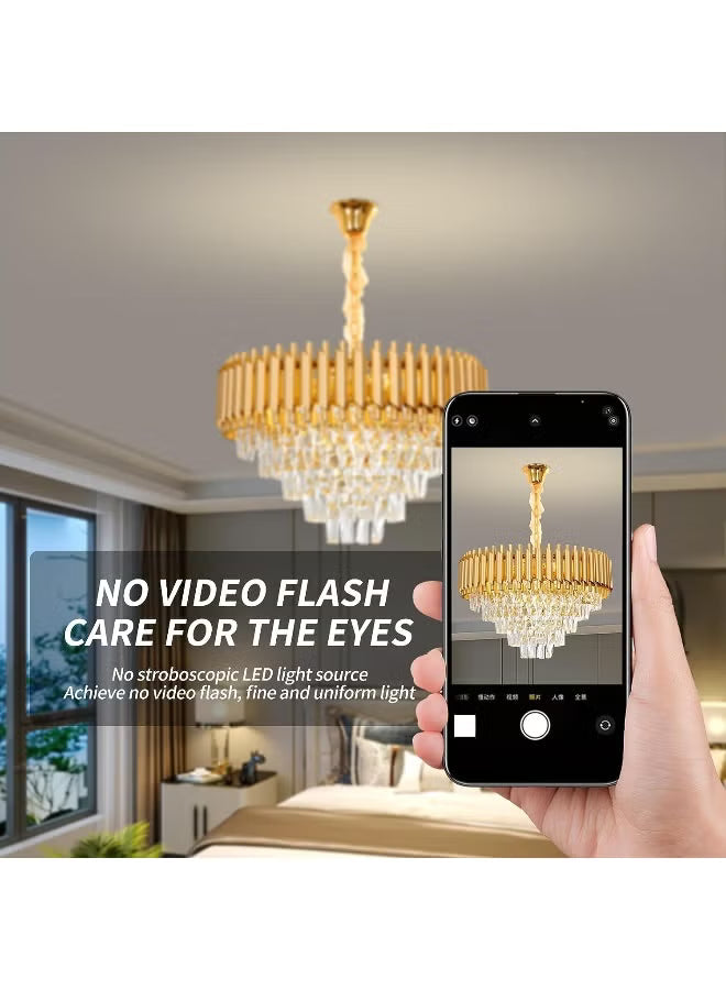 Luxury Crystal Chandelier Living Room, Dia 60cm Gold Modern Crystal Chandelier Lamp, Round Crystal Chandelier Light for Dining Room, Hotel Hall Art Decor