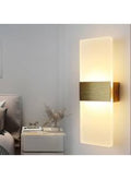 Modern LED Wall Light – Rectangular Acrylic Wall Sconce with Aluminum Finish | Indoor Up & Down Wall Lamp for Bedroom, Living Room, Hallway, Staircase & Hotel Décor