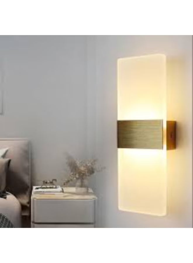 Modern LED Wall Light – Rectangular Acrylic Wall Sconce with Aluminum Finish | Indoor Up & Down Wall Lamp for Bedroom, Living Room, Hallway, Staircase & Hotel Décor