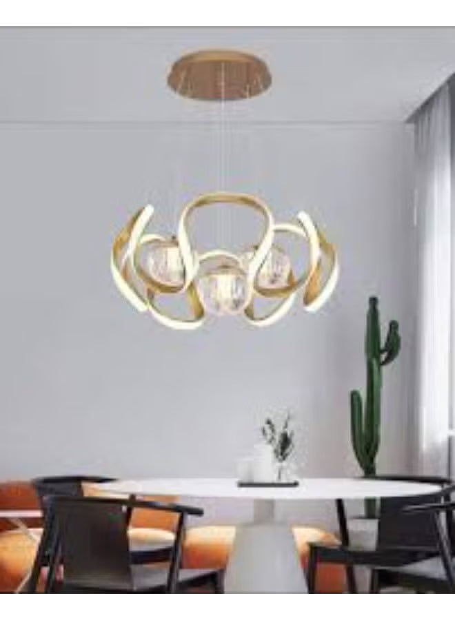 Modern Luxury Gold LED Chandelier – Creative Artistic Ceiling Light Fixture with Crystal Glass Shades, Dimmable Pendant Lamp for Living Room, Dining Room, Bedroom, and Hotel Decoration