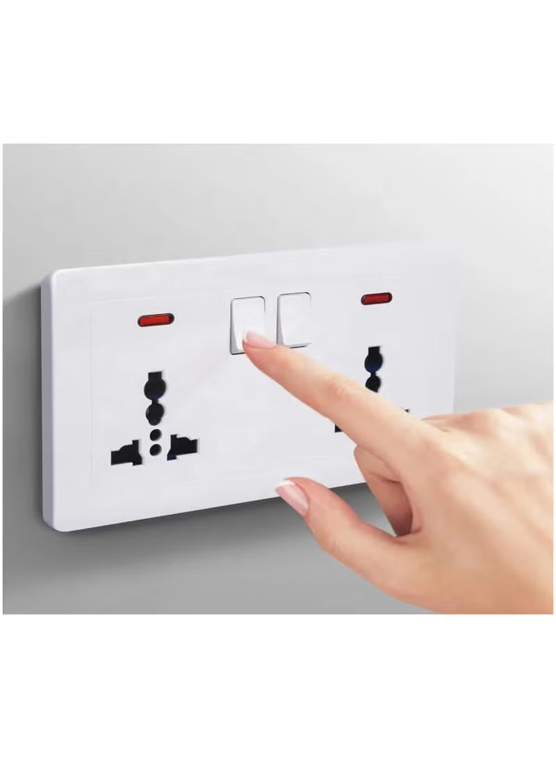 Universal Double Switch Socket – 13A Wall Power Outlet with Safety Shutters Dual Wall Mount Power Outlet With Individual Control Switches for Home, Office, and Commercial Use (30 Years Warranty)