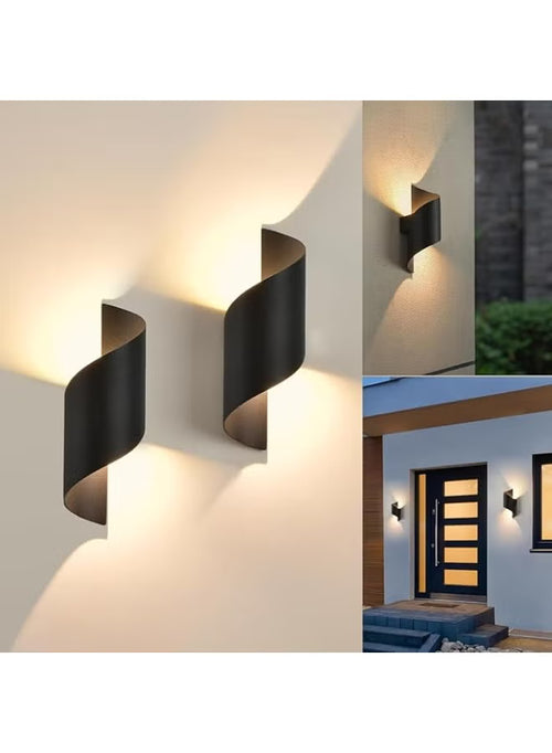 10W LED Wall Light 2-Pack | Modern Up Down Wall Lamp | Indoor & Outdoor Metal Sconce | Warm White 3000K | IP65 Waterproof Exterior Wall Light