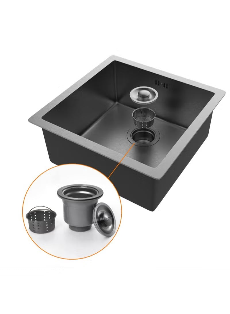 Modern Black Granite Kitchen Sink – Single Bowl Undermount Sink with Deep Basin, Scratch & Stain Resistant, Noise Reduction Design, Durable Composite Material for Home & Commercial Use
