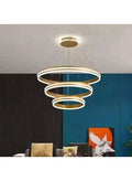 Modern LED Ring Chandelier – Adjustable 3-Tier Circular Pendant Light with Warm White Illumination for Living Room, Dining Room, Bedroom, or Office – Contemporary Minimalist Ceiling Fixture