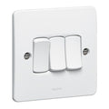 Legrand Synergy 3 gang 1 way single pole switch, 10AX 250V, flush-mounted, white
