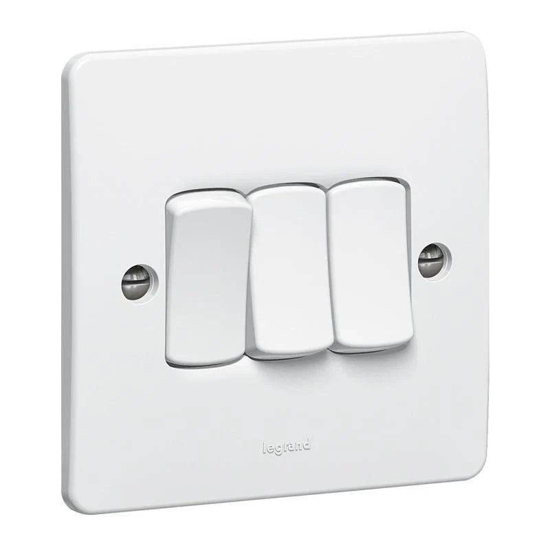 Synergy White - 3 gang 1 way switch - Legrand