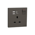 Schneider Electric AvatarOn C 13A switched socket with 2.1A dual USB port in dark grey - E8715USB_DG
