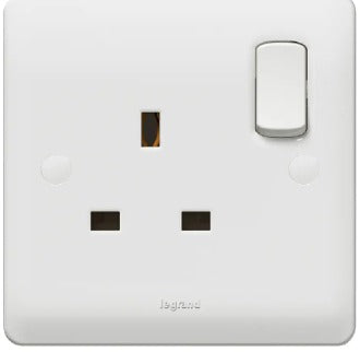 Legrand Synergy White 1 Gang Double Pole Socket Outlet for Standard E Applications 13A 250V