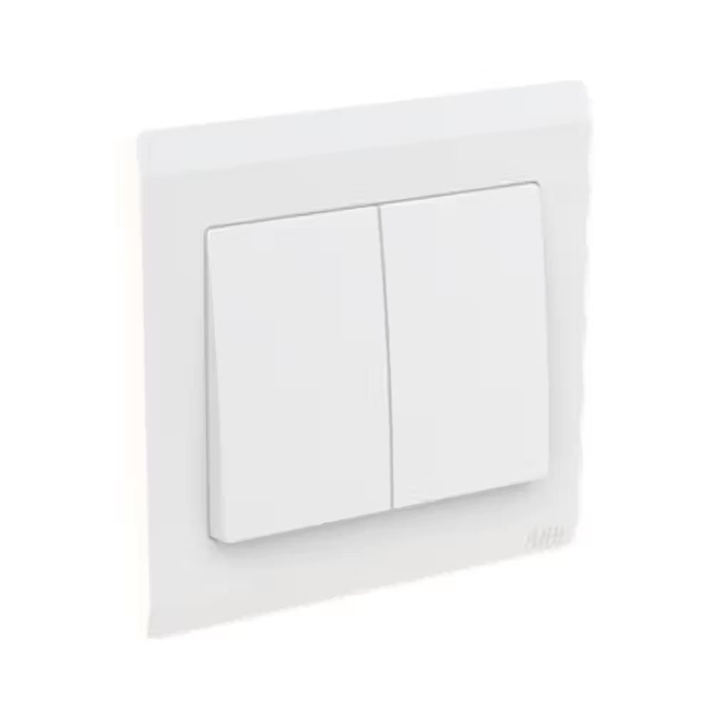 ABB Inora BL102 2 gang 1 way 10AX switch in white