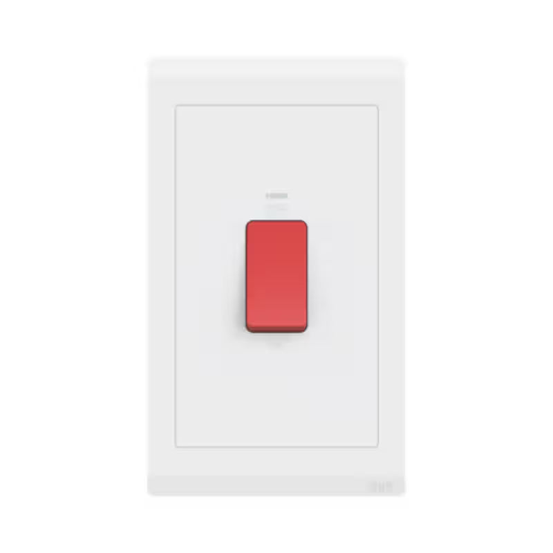 ABB Inora BL143 1 gang 45A double pole switch with illumination, 6x3, white