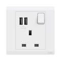 ABB Inora BL261 1 gang 13A double pole switched socket with dual USB Type-A ports in white