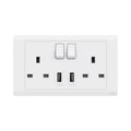 ABB Inora BL262 2 gang 13A double pole switched socket with dual USB Type-A ports in white