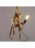 Creative Monkey Lamp Hanging on Rope – Unique Animal-Inspired Decorative Light Fixture for Living Room, Bedroom, or Office | Artistic Resin Sculpture Lamp with Warm LED Bulb