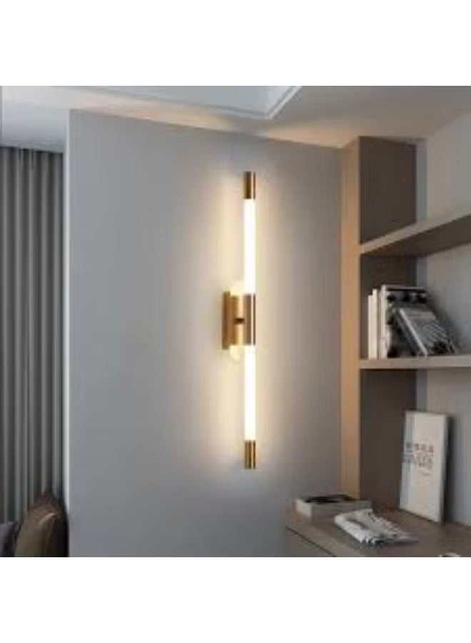 Modern LED Wall Sconce Light – Gold Finish Vertical Tube Lamp for Bedroom, Living Room, Hallway & Hotel Décor | Warm White Wall Mount Lighting Fixture | Minimalist Indoor Wall Light