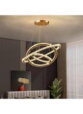 Modern LED Crystal Ring Chandelier – Luxury Gold Pendant Light Fixture for Living Room, Dining Room, Bedroom & Foyer | Adjustable Rings, Energy-Efficient Lighting, Elegant Contemporary Ceiling Lamp