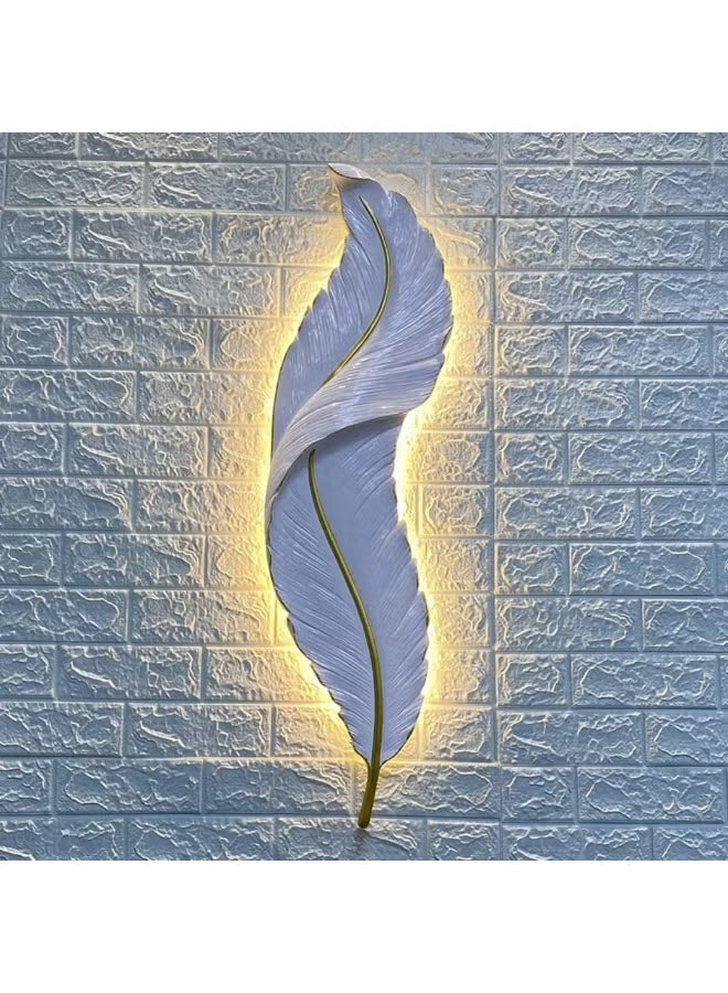 Modern Feather LED Wall Light – Luxury Gold and White Decorative Wall Lamp for Living Room, Bedroom, Hallway & Hotel | Elegant Art Sculpture Lighting Fixture with Warm Ambient Glow