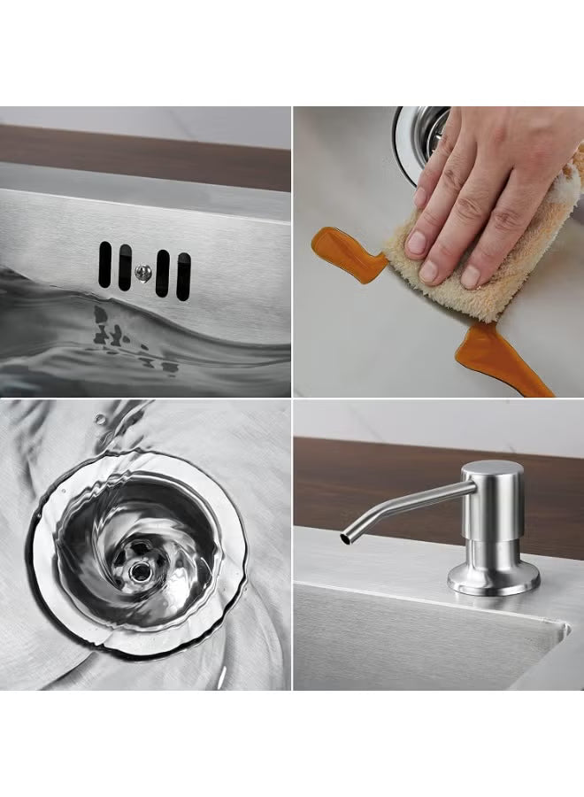 Stainless Steel Kitchen Sink 60 × 45 cm | Built-In Single Bowl Sink | Silver Finish | Durable Kitchen Sink Set for Home & Commercial Use